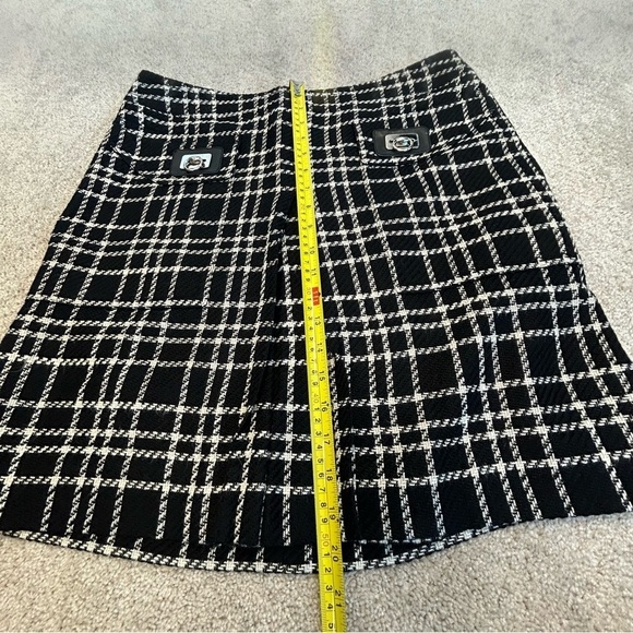 CARLISLE Per Se black white tweed front pleat mini skirt Sz 10 NWOT - Picture 11 of 14